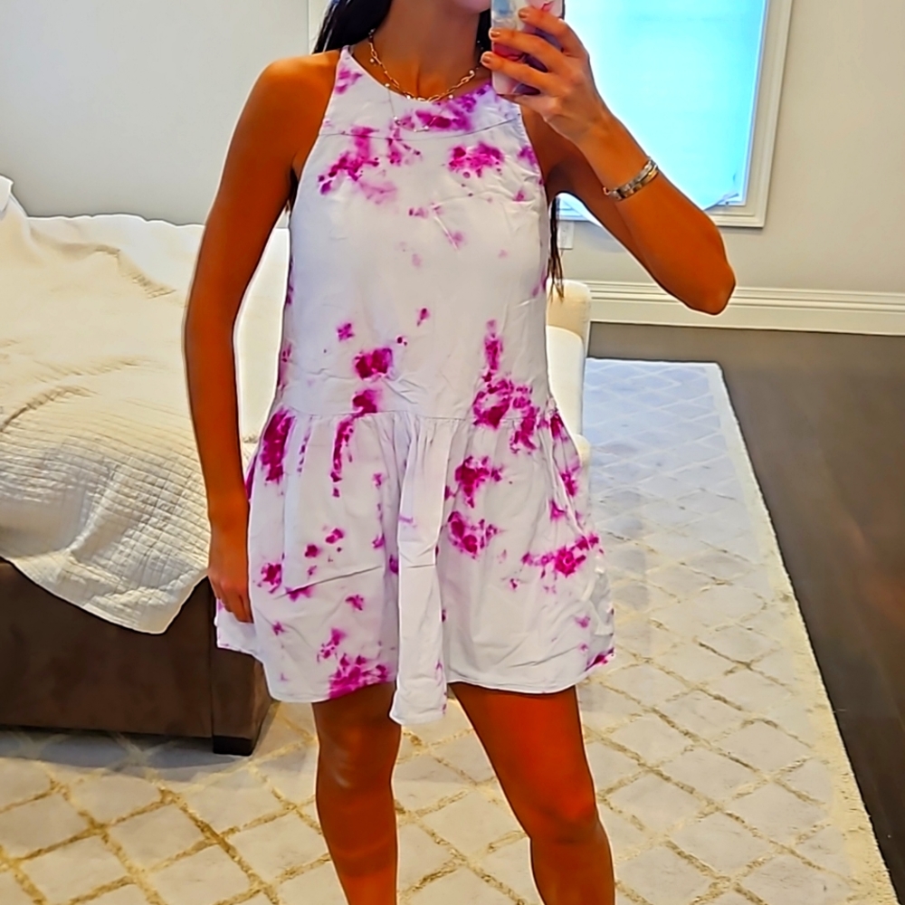 WOMEN'S ZARA PINK & PURPLE TIE DYE MINI DRESS SZ SMALL $50